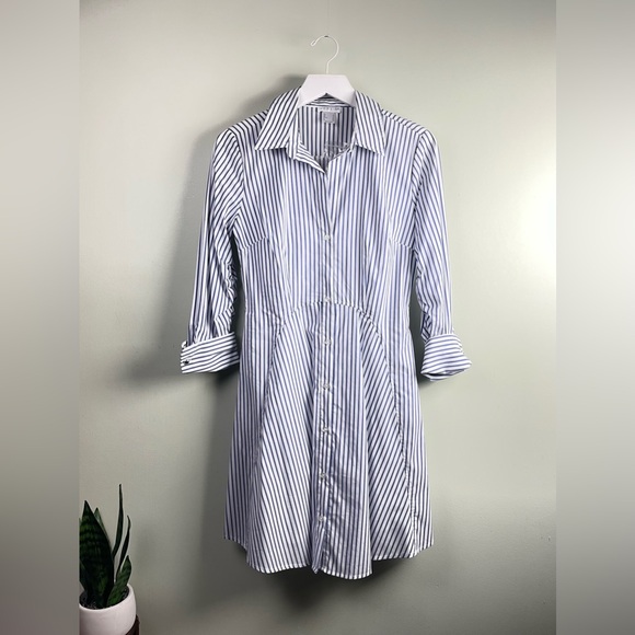 VENUS Dresses & Skirts - 🆕 Blue & White Striped Shirt Dress with Liner / Size 6